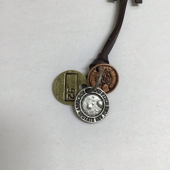 NEW Leatherette ADJUSTABLE Necklace 3 Faux Coins Surfer Boho Style Unisex Slide - Picture 2 of 13